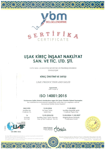 UŞAK KİREÇ 14001 UAF R.0